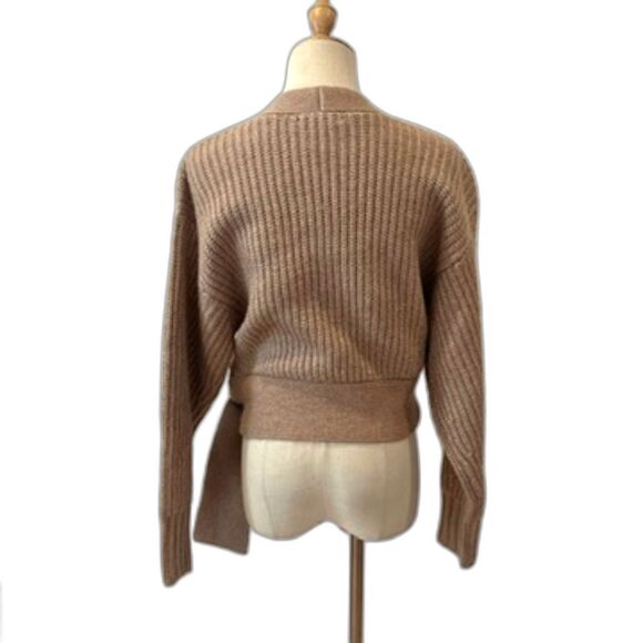 Design History Wrap Sweater Side Buckle Ribbed Small Brown Gingersnap - Picture 4 of 7